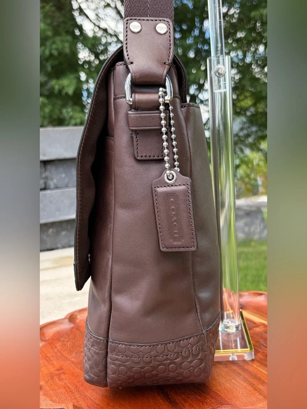 Coach Gramercy Mahogany Brown Leather Map Messenger Bag, Style F74386